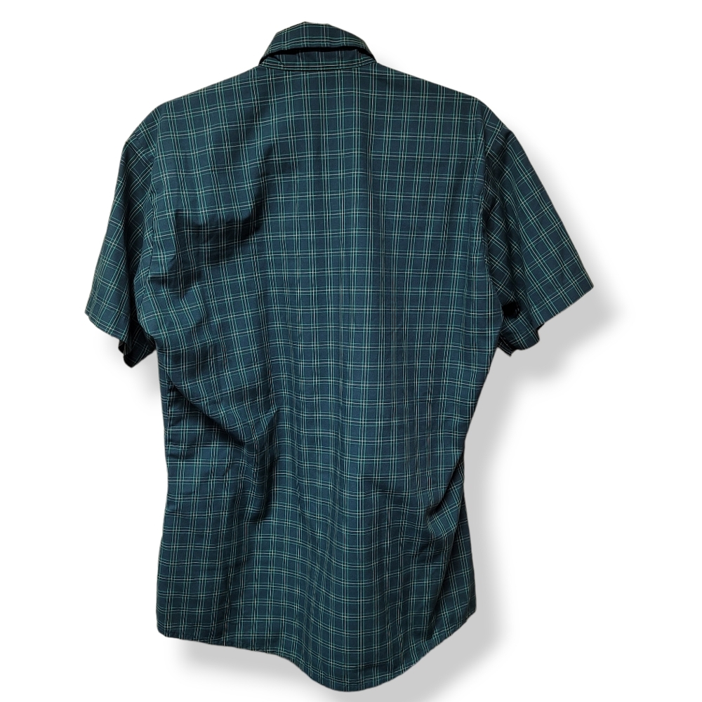 Vintage John Deere Snap Short Sleeve Green Plaid Shirt - Picture 2 of 9